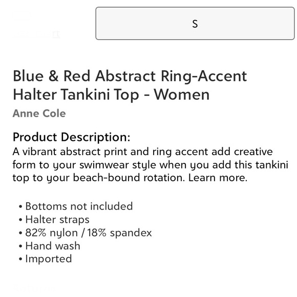 Anne Cole Blue & Red Abstract Ring-Accent Halter Tankini Top Women’s Size Small - Picture 4 of 4